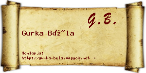 Gurka Béla névjegykártya
